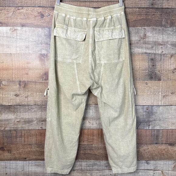 Daily Practice by Anthropologie Evergreen Cargo Cropped Pants Gold Tan Size XS - Picture 4 of 10